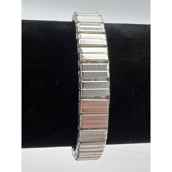 Gold & Silver Tone Stretch Bracelet For Women 6.5 Inches Unstretched Stylish Two - Picture 3 of 4